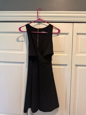 Express Black Sleeveless Cutout Skater Dress